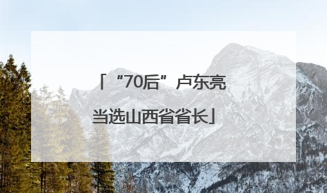 “70后”卢东亮当选山西省省长