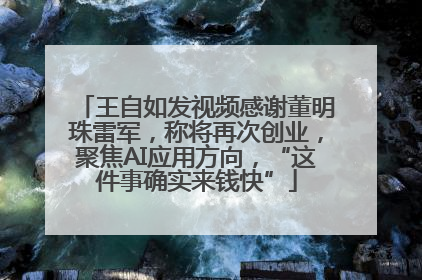 王自如发视频感谢董明珠雷军，称将再次创业，聚焦AI应用方向，“这件事确实来钱快”