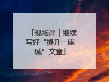 现场评｜继续写好“提升一座城”文章