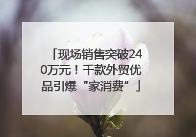 现场销售突破240万元！千款外贸优品引爆“家消费”