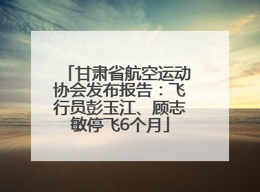 甘肃省航空运动协会发布报告：飞行员彭玉江、顾志敏停飞6个月
