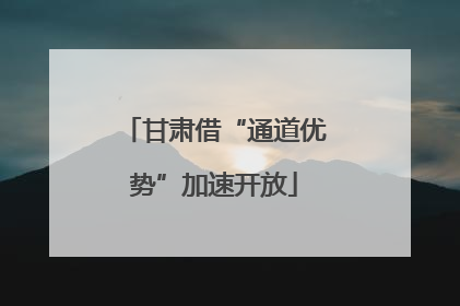 甘肃借“通道优势”加速开放