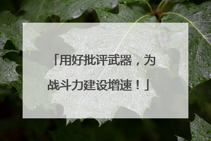 用好批评武器，为战斗力建设增速！