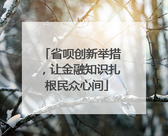 省呗创新举措，让金融知识扎根民众心间