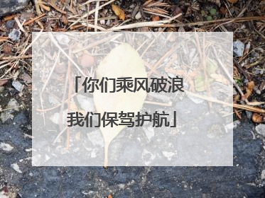 你们乘风破浪 我们保驾护航