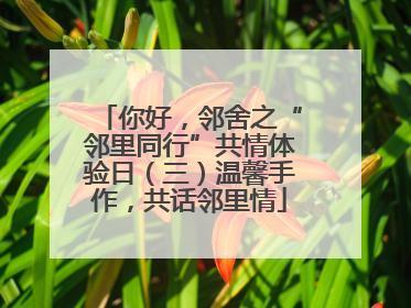 你好，邻舍之“邻里同行”共情体验日（三）温馨手作，共话邻里情