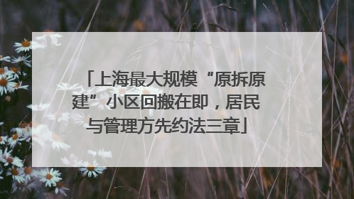 上海最大规模“原拆原建”小区回搬在即，居民与管理方先约法三章