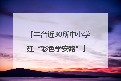 丰台近30所中小学建“彩色学安路”