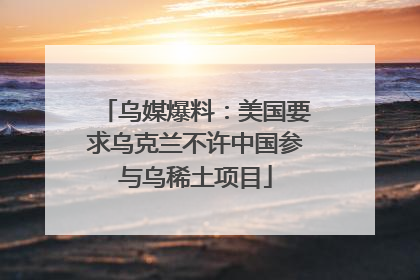 乌媒爆料：美国要求乌克兰不许中国参与乌稀土项目