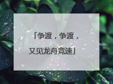 争渡，争渡，又见龙舟竞速