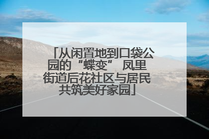 从闲置地到口袋公园的“蝶变” 凤里街道后花社区与居民共筑美好家园