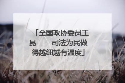 全国政协委员王昆——司法为民做得越细越有温度