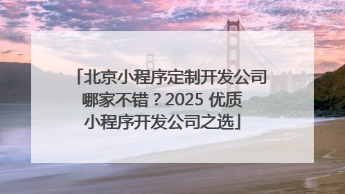 北京小程序定制开发公司哪家不错？2025 优质小程序开发公司之选