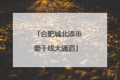 合肥城北添重要干线大通道