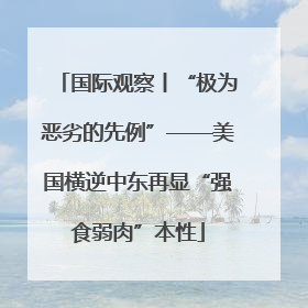 国际观察丨“极为恶劣的先例”——美国横逆中东再显“强食弱肉”本性