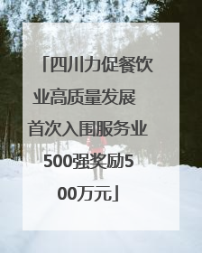 四川力促餐饮业高质量发展 首次入围服务业500强奖励500万元