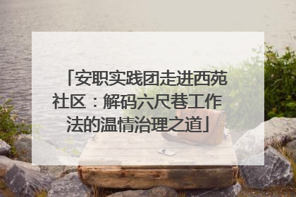 安职实践团走进西苑社区：解码六尺巷工作法的温情治理之道
