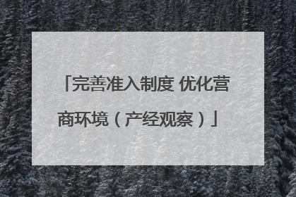 完善准入制度 优化营商环境（产经观察）