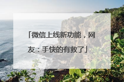微信上线新功能，网友：手快的有救了
