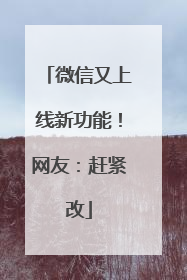 微信又上线新功能！网友：赶紧改