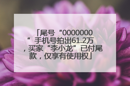 尾号“0000000”手机号拍出61.2万，买家“李小龙”已付尾款，仅享有使用权