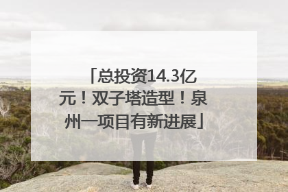 总投资14.3亿元！双子塔造型！泉州一项目有新进展