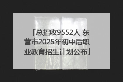 总招收9552人 东营市2025年初中后职业教育招生计划公布