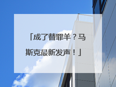 成了替罪羊？马斯克最新发声！