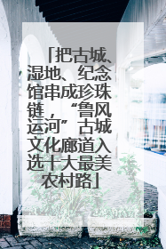 把古城、湿地、纪念馆串成珍珠链，“鲁风运河”古城文化廊道入选十大最美农村路