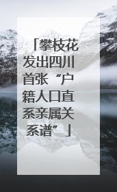 攀枝花发出四川首张“户籍人口直系亲属关系谱”
