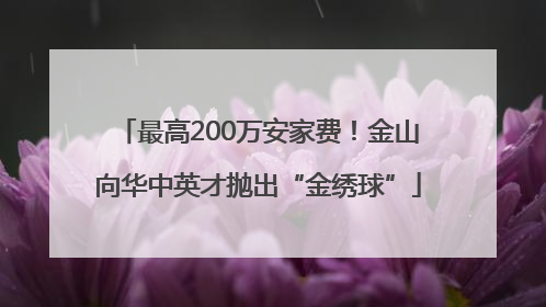 最高200万安家费！金山向华中英才抛出“金绣球”