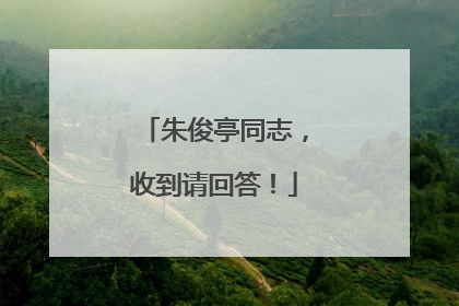 朱俊亭同志，收到请回答！