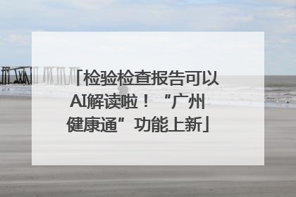 检验检查报告可以AI解读啦！“广州健康通”功能上新
