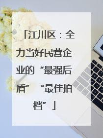 江川区：全力当好民营企业的“最强后盾”“最佳拍档”