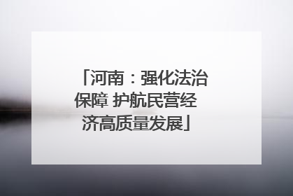 河南：强化法治保障 护航民营经济高质量发展