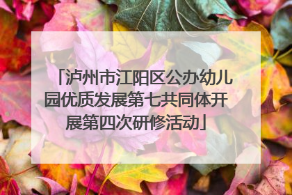 泸州市江阳区公办幼儿园优质发展第七共同体开展第四次研修活动
