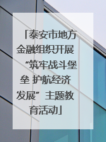泰安市地方金融组织开展“筑牢战斗堡垒 护航经济发展”主题教育活动