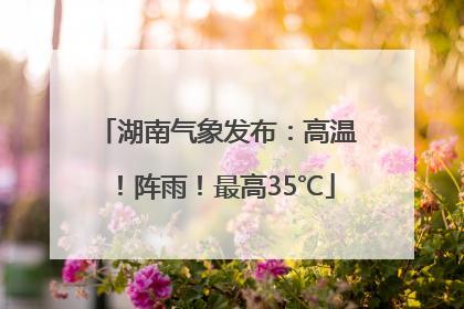 湖南气象发布：高温！阵雨！最高35℃