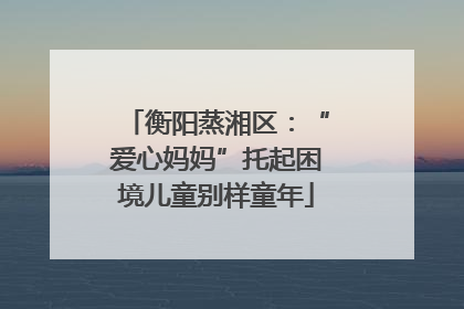 衡阳蒸湘区：“爱心妈妈”托起困境儿童别样童年