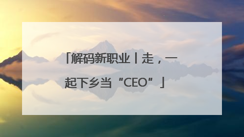 解码新职业丨走，一起下乡当“CEO”