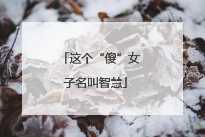 这个“傻”女子名叫智慧