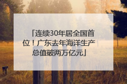 连续30年居全国首位！广东去年海洋生产总值破两万亿元