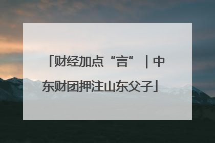 财经加点“言”｜中东财团押注山东父子
