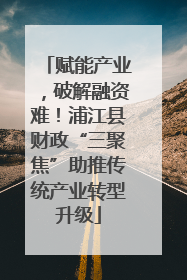 赋能产业，破解融资难！浦江县财政“三聚焦”助推传统产业转型升级