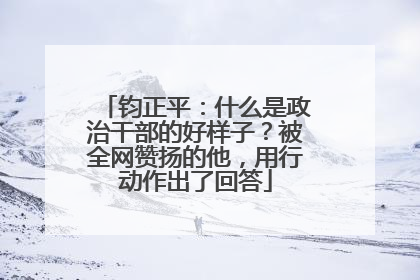 钧正平：什么是政治干部的好样子？被全网赞扬的他，用行动作出了回答