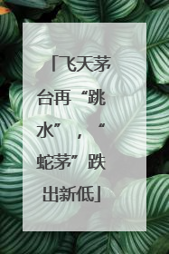 飞天茅台再“跳水”，“蛇茅”跌出新低