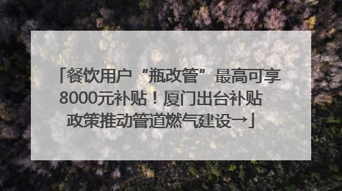 餐饮用户“瓶改管”最高可享8000元补贴！厦门出台补贴政策推动管道燃气建设→