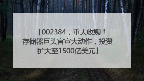 002384，重大收购！存储器巨头官宣大动作，投资扩大至1500亿美元