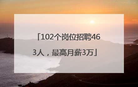 102个岗位招聘463人，最高月薪3万