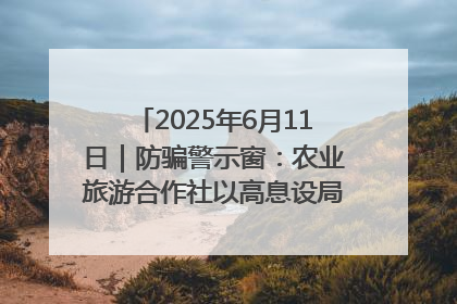 2025年6月11日｜防骗警示窗：农业旅游合作社以高息设局，集资380万